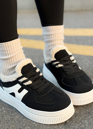Теплые кроссовки, хайтопы, люксовая базовая новинка в черном цвете