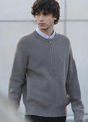 Кардиган кофта на блискавці на всю довжину uniqlo crew neck full-zip cardigan