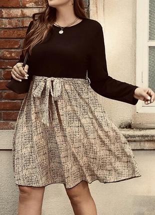 Сукня з контрастною спідницею з поясом shein l