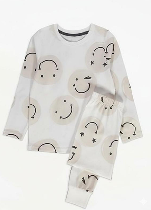 Тоненька роздільна бавовняна піжама з смайлами george унісекс  на 8-9 років 128-134