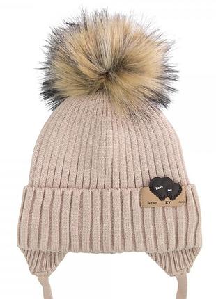 Тепла зимова шапочка для дівчаток на флісі 2-5 років