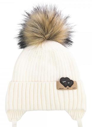 Тепла зимова шапочка для дівчаток на флісі 2-5 років