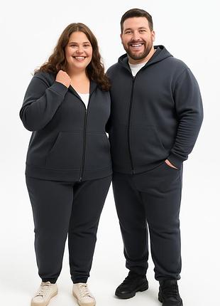 Костюм на флисе - унисекс plus size - графит 5xl