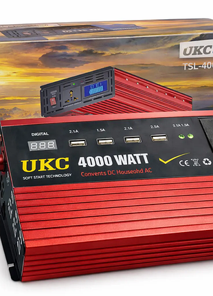 Инвертор преобразователь напряжения power inverter 4000w c 12v на 220