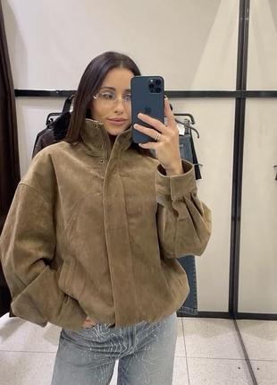 Замшева куртка zara 100% натуральна шкіра