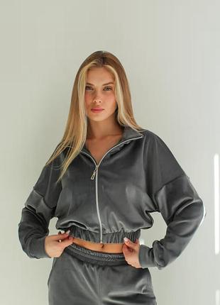 Велюровий костюм жіночий (кофта без капюшона + штани)