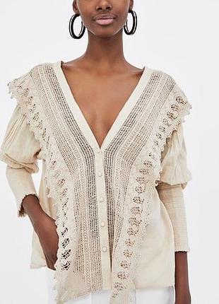 Zara сорочка з натуральної тканини ~м