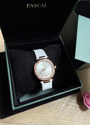 Элегантные женские часы pascal с кристаллами | rose gold & sky blue