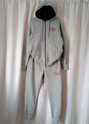 Трикотажний костюм на флісі кофта худі з капюшоном на змійці та штани висока посадка кофта плечі від шва до шва 47 см напівобхват грудей 51 см тягнеть