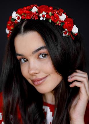 Обруч для волосся український червоний