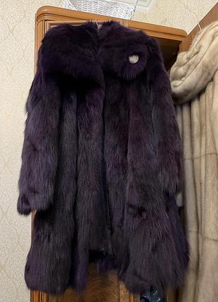 Шуба натуральна лисиця фіолетова