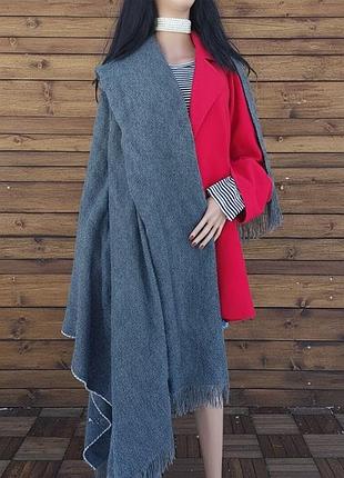 Величезний теплий палантин із бебі альпака вовна бахрома перу плетіння сірий