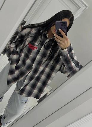 Жіноча фланелева класична сорочка рубашка у клітинку