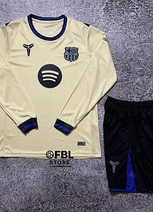 Форма довгий рукав барселона бежево-чорна гостьова сезон 2025/26