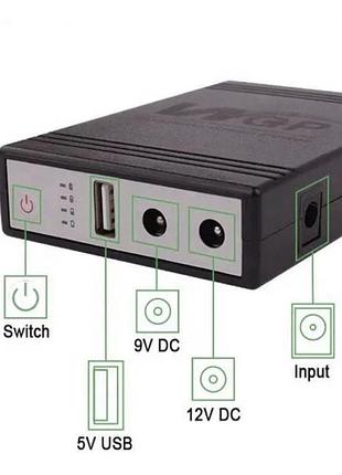 Безперебійник для роутеру mini ups wgp,powerbank на 10400 mah,виходи usb,dc,9v,12v 2