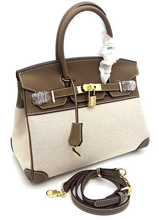 Сумочка женская кожаная коричнево-бежевая. арт. с91