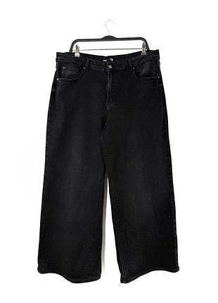 Черные широкие джинсы с высокой посадкой sinsay