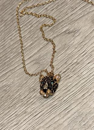 Підвіска розкішна прикраса на шию кулон з ланцюжком зі стразами в стилі картьє