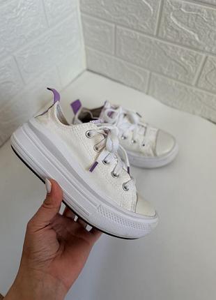 Кеди converse chuck taylor all star move platform білого кольору з фіолетовими акцентами