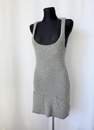 Inhabit платье сарафан кашемир серое вязаное с карманами преппи стиль наив old money
