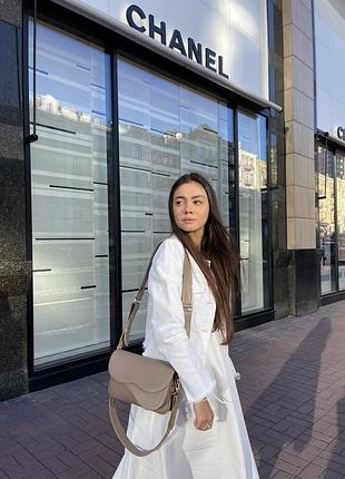 Кожаная сумка беж kachorovska saddle bag