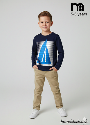 Темно-синій лонгслів mothercare з принтом вітрильника, 5-6 років (110-116 см)