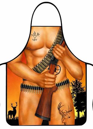 Фартух з приколом мисливець 75 на 60 см різнобарвний