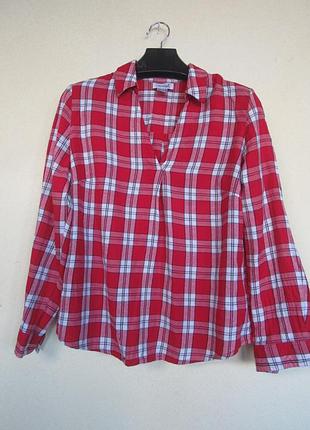 Жіноча фланелева сорочка з коміром v-подібним вирізом в клітинку від collection l