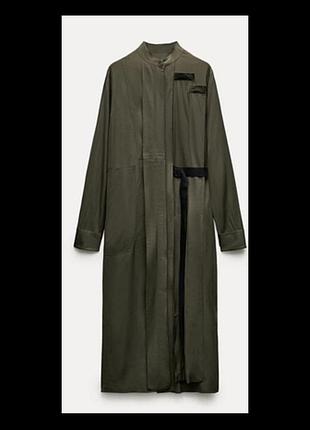Зеленое платье с пояском zara