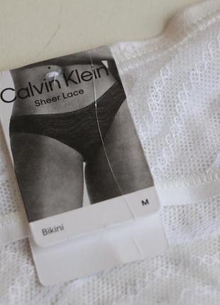 Calvin klein трусики бикини белые кружевные, р.м -l, новые