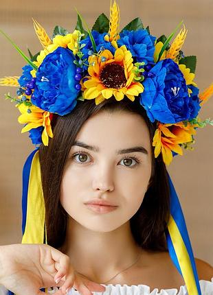 Віночок для волосся патріотичний сценічний з стрічками