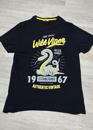 Чоловіча чорна футболка pep&amp;co з вінтажним принтом, розмір l