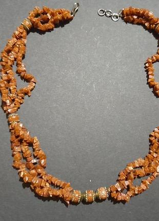 Бусы из натурального камня золотой песок.