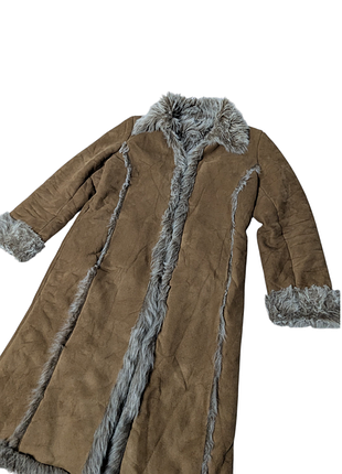Винтажное зимнее y2k пальто дубленка из искусственной замши размер м