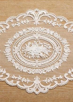 Кружевная сервировочная салфетка 29*41см lace bouquet, цвет - молочный белый
