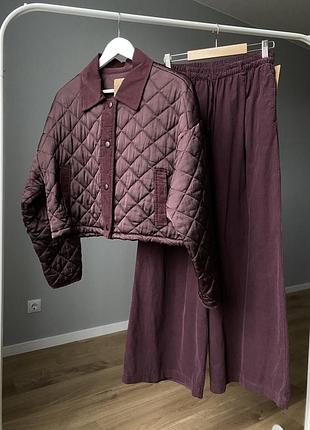 Костюм жіночий, бомбер + штани вельвет, весна-осінь, італія