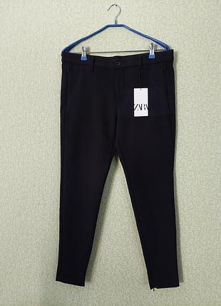 Чорні вузькі штани zara super skinny pant базові стрейчеві брюки