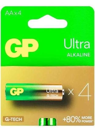 Батарейка щелочная lr6/aa ultra alkaline 1.5v 15au21-sb4 4шт (спайка) тм gp