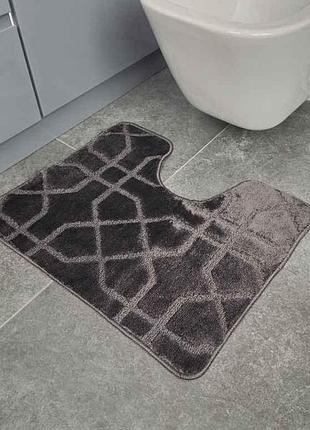 Килимок для ванної кімнати 60*50см сірий поліпропіленовий standard u-cut геометрія тм dariana