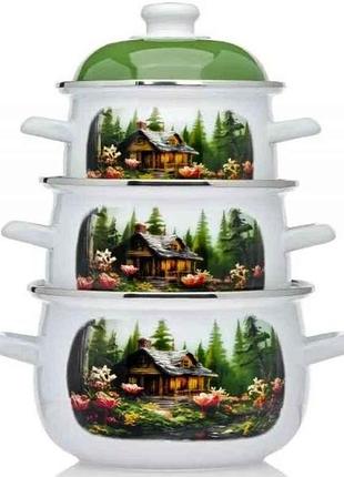 Набір каструль ем. 3-пр. індукційне дно, 1,6/2,3/3л (16/18/20см) тм edenberg