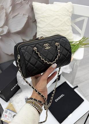 Шкіряна сумка бочонок boston 18см в ромбоподібній прострочці ch