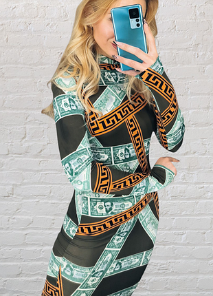 Сукня принтована сукня фенді  сукня розпродаж акція трендова сукня сукня принт базова сукня гольф