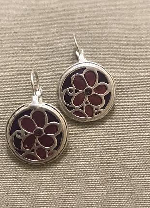 Гарні сережки посріблення з емалями вінтаж