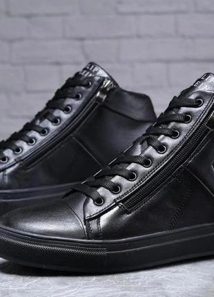Зимові кросівки шкіряні черевики на хутрі philipp plein zipper leather7 фото