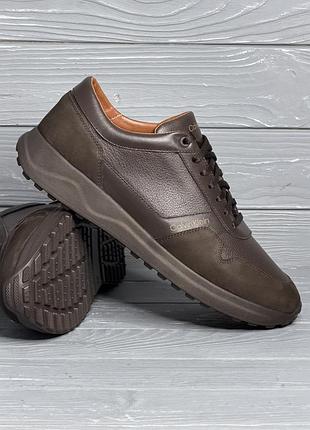 Натуральная кожа!!! мужские кожаные коричневые полуспортивные весенние осенние кроссовки туфли!!!