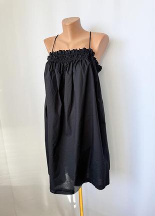 H&m черное платье летнее сарафан на бретельках свободный хлопок