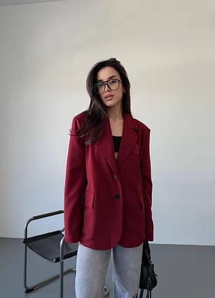Жіночий класичний оверсайз піджак з костюмної тканини на підкладці