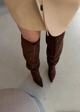Чоботи 11910, р.36,37,38,39,40,41, текстильний замш, шоколад