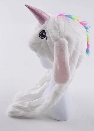 Шапка-единорог с двигающимися ушками, шапка кигуруми единорог