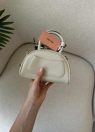 Сумка миу leather top-handle míu bag white 2